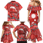 Dolphins Family Matching Mermaid Dress and Hawaiian Shirt Aboriginal Dot Pattern - Rugby Mascot Heritage Pride