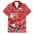 Dolphins Family Matching Puletasi and Hawaiian Shirt Aboriginal Dot Pattern - Rugby Mascot Heritage Pride