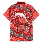 Dolphins Family Matching Puletasi and Hawaiian Shirt Aboriginal Dot Pattern - Rugby Mascot Heritage Pride