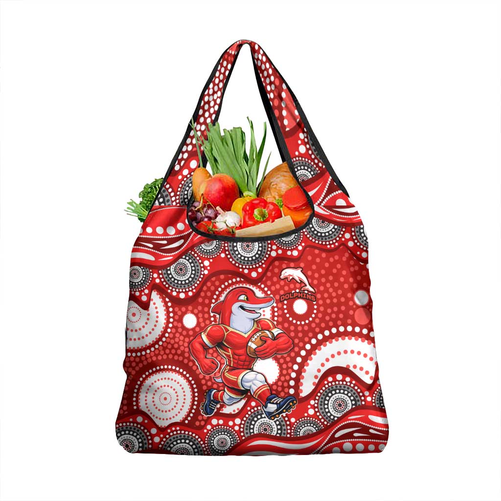 Dolphins Grocery Bag Aboriginal Dot Pattern - Rugby Mascot Heritage Pride