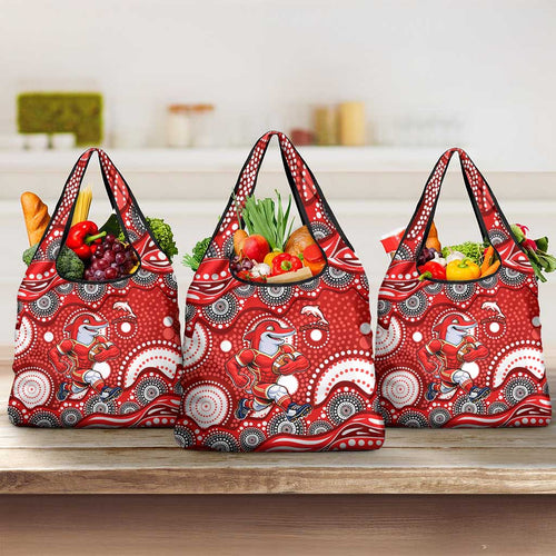 Dolphins Grocery Bag Aboriginal Dot Pattern - Rugby Mascot Heritage Pride