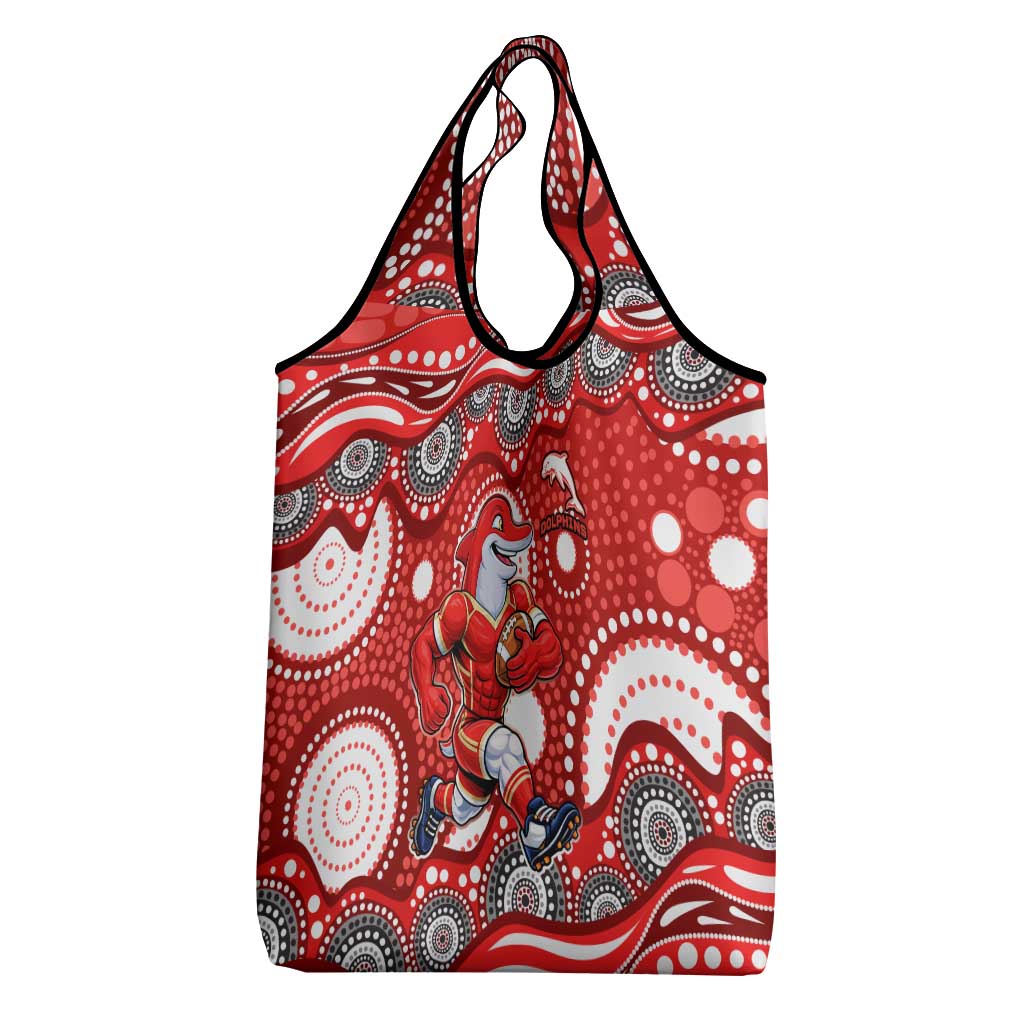 Dolphins Grocery Bag Aboriginal Dot Pattern - Rugby Mascot Heritage Pride