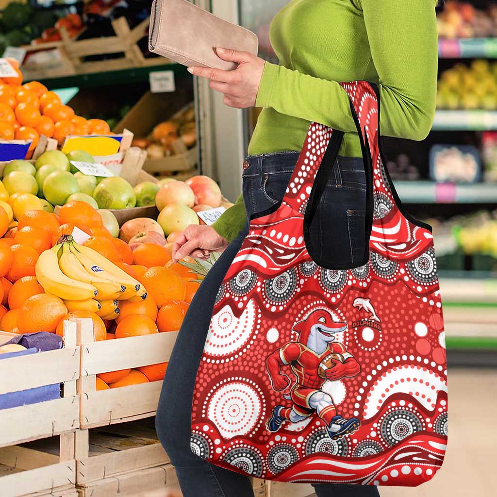 Dolphins Grocery Bag Aboriginal Dot Pattern - Rugby Mascot Heritage Pride