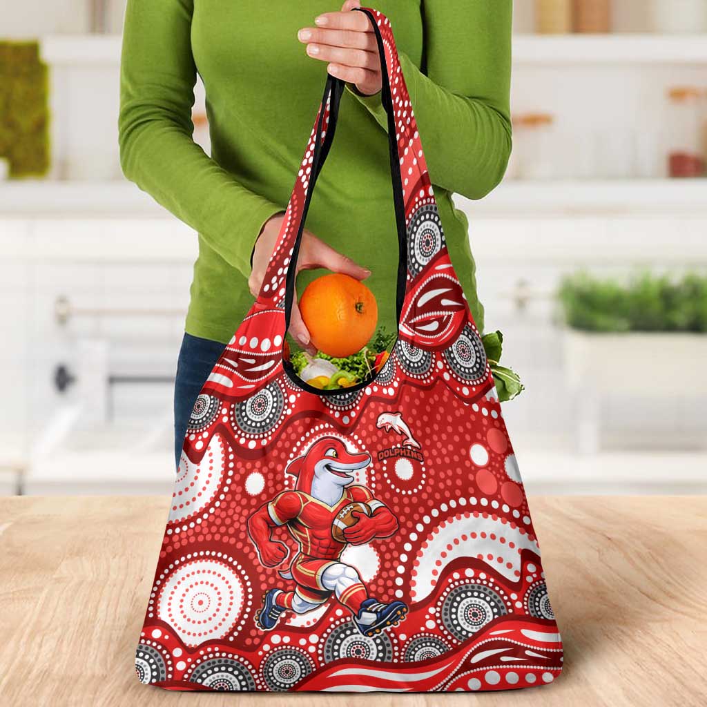 Dolphins Grocery Bag Aboriginal Dot Pattern - Rugby Mascot Heritage Pride