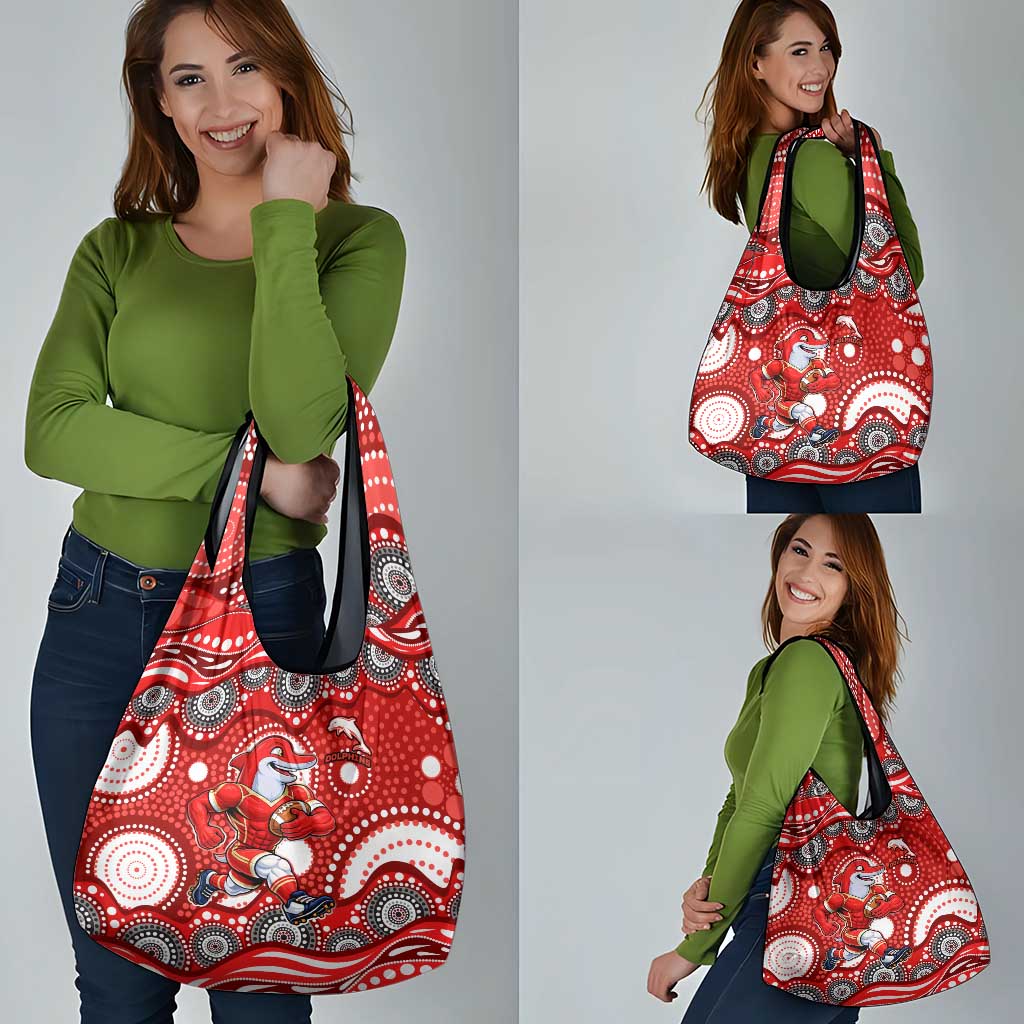 Dolphins Grocery Bag Aboriginal Dot Pattern - Rugby Mascot Heritage Pride