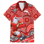 Dolphins Hawaiian Shirt Aboriginal Dot Pattern - Rugby Mascot Heritage Pride