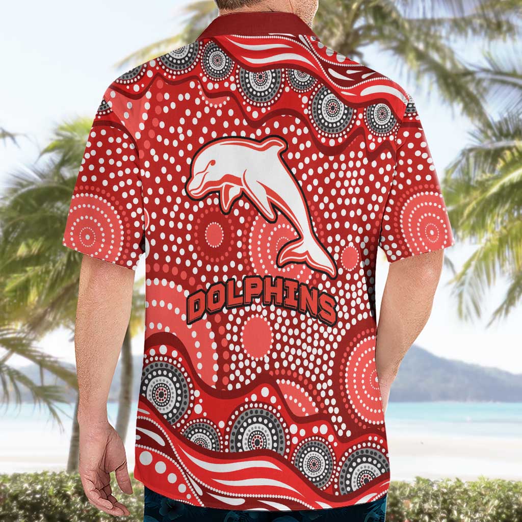Dolphins Hawaiian Shirt Aboriginal Dot Pattern - Rugby Mascot Heritage Pride