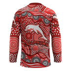 Dolphins Hockey Jersey Aboriginal Dot Pattern - Rugby Mascot Heritage Pride