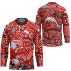 Dolphins Hockey Jersey Aboriginal Dot Pattern - Rugby Mascot Heritage Pride