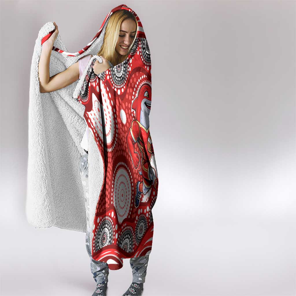 Dolphins Hooded Blanket Aboriginal Dot Pattern - Rugby Mascot Heritage Pride