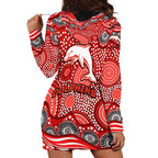 Dolphins Hoodie Dress Aboriginal Dot Pattern - Rugby Mascot Heritage Pride