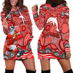 Dolphins Hoodie Dress Aboriginal Dot Pattern - Rugby Mascot Heritage Pride