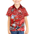 Dolphins Kid Hawaiian Shirt Aboriginal Dot Pattern - Rugby Mascot Heritage Pride
