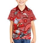Dolphins Kid Hawaiian Shirt Aboriginal Dot Pattern - Rugby Mascot Heritage Pride