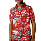 Dolphins Kid Polo Shirt Aboriginal Dot Pattern - Rugby Mascot Heritage Pride