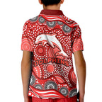 Dolphins Kid Polo Shirt Aboriginal Dot Pattern - Rugby Mascot Heritage Pride