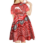 Dolphins Kid Short Sleeve Dress Aboriginal Dot Pattern - Rugby Mascot Heritage Pride