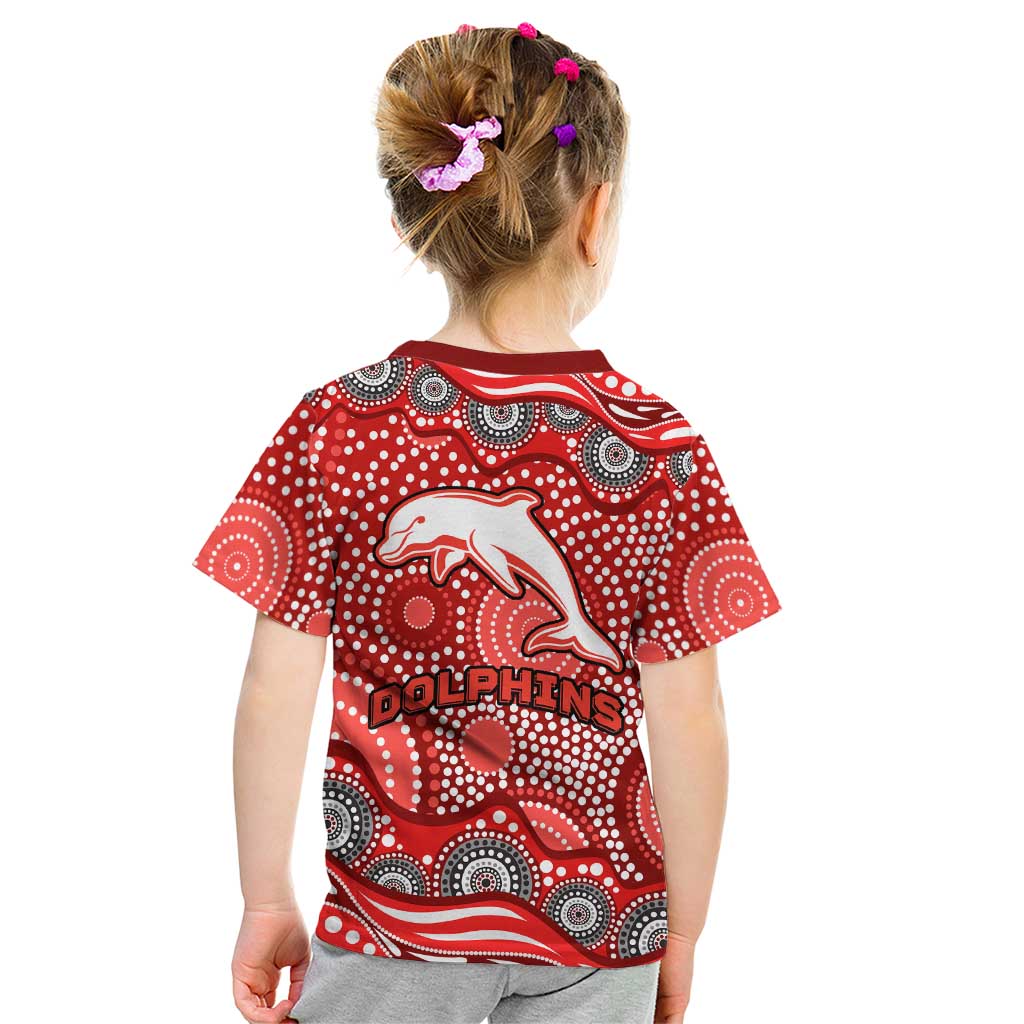 Dolphins Kid T Shirt Aboriginal Dot Pattern - Rugby Mascot Heritage Pride