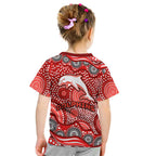 Dolphins Kid T Shirt Aboriginal Dot Pattern - Rugby Mascot Heritage Pride