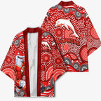 Dolphins Kimono Aboriginal Dot Pattern - Rugby Mascot Heritage Pride