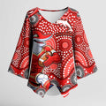 Dolphins Kimono Sleeve Blouse Aboriginal Dot Pattern - Rugby Mascot Heritage Pride