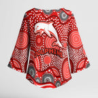 Dolphins Kimono Sleeve Blouse Aboriginal Dot Pattern - Rugby Mascot Heritage Pride