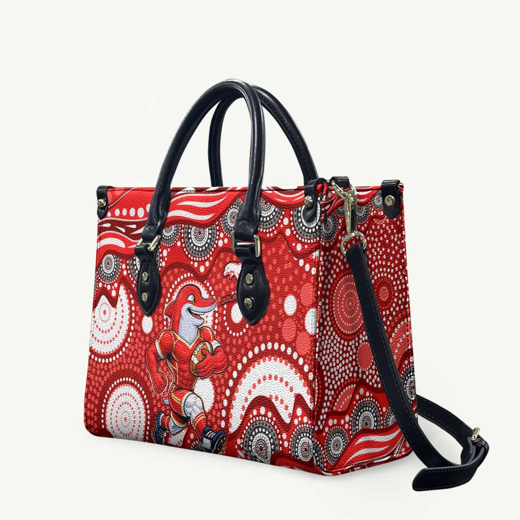 Dolphins Leather Bag Aboriginal Dot Pattern - Rugby Mascot Heritage Pride