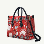 Dolphins Leather Bag Aboriginal Dot Pattern - Rugby Mascot Heritage Pride