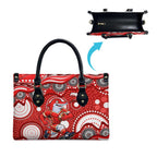 Dolphins Leather Bag Aboriginal Dot Pattern - Rugby Mascot Heritage Pride
