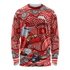 Dolphins Long Sleeve Shirt Aboriginal Dot Pattern - Rugby Mascot Heritage Pride