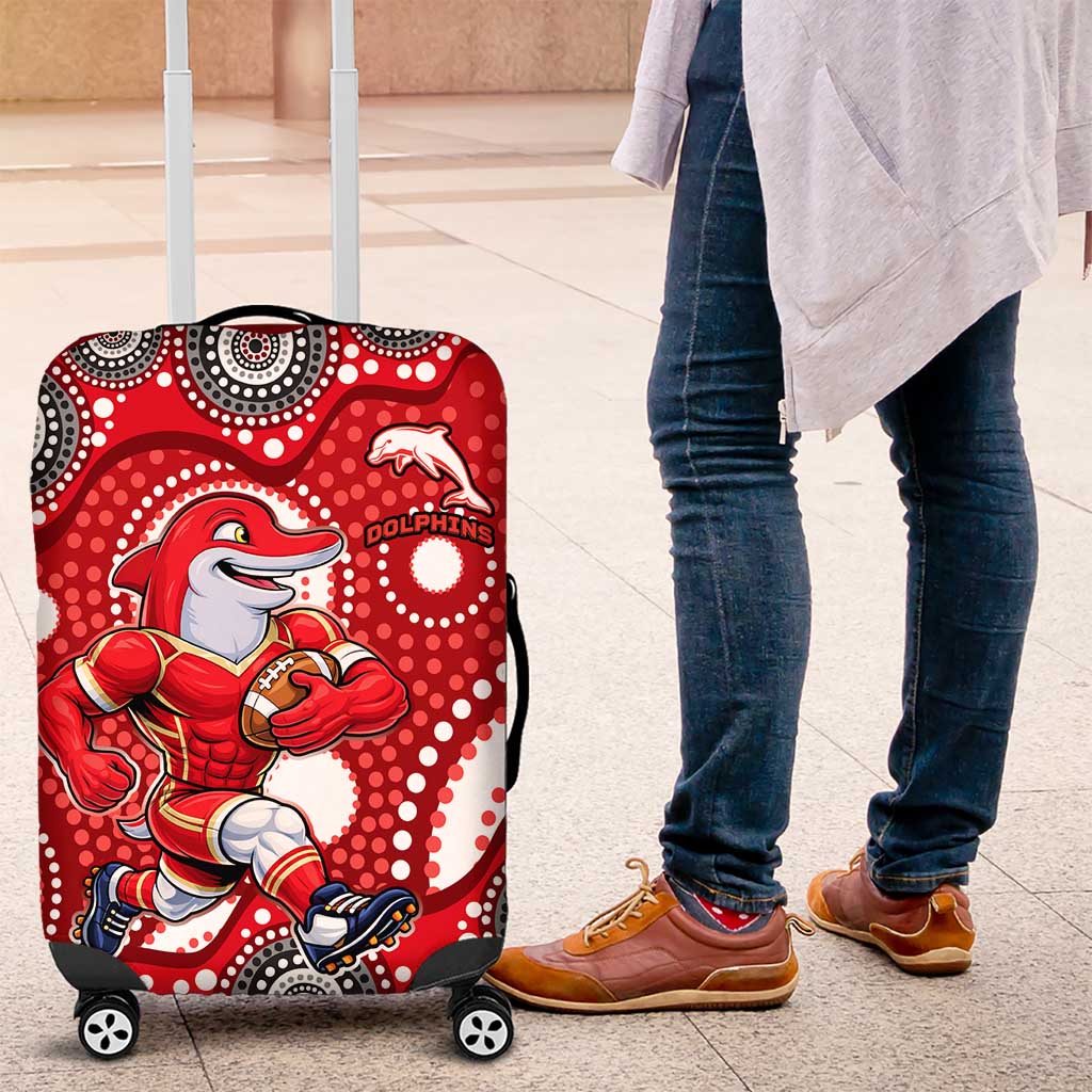 Dolphins Luggage Cover Aboriginal Dot Pattern - Rugby Mascot Heritage Pride