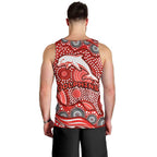 Dolphins Men Tank Top Aboriginal Dot Pattern - Rugby Mascot Heritage Pride