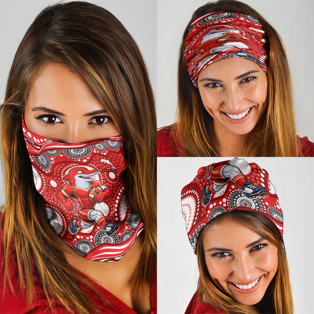 Dolphins Neck Gaiter Aboriginal Dot Pattern - Rugby Mascot Heritage Pride