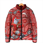 Dolphins Padded Jacket Aboriginal Dot Pattern - Rugby Mascot Heritage Pride