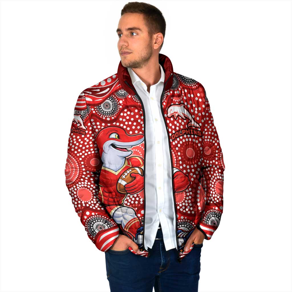 Dolphins Padded Jacket Aboriginal Dot Pattern - Rugby Mascot Heritage Pride