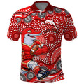 Dolphins Polo Shirt Aboriginal Dot Pattern - Rugby Mascot Heritage Pride