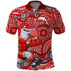 Dolphins Polo Shirt Aboriginal Dot Pattern - Rugby Mascot Heritage Pride