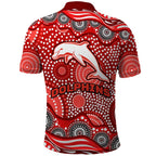 Dolphins Polo Shirt Aboriginal Dot Pattern - Rugby Mascot Heritage Pride