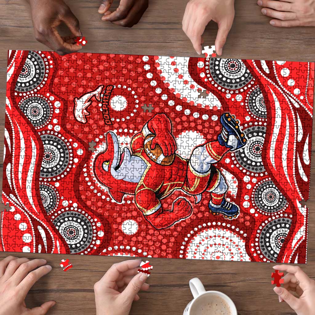 Dolphins Puzzle Aboriginal Dot Pattern - Rugby Mascot Heritage Pride