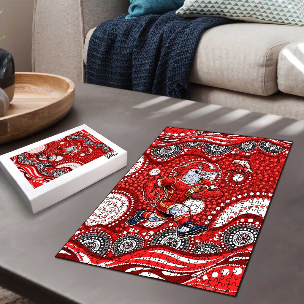 Dolphins Puzzle Aboriginal Dot Pattern - Rugby Mascot Heritage Pride