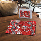 Dolphins Puzzle Aboriginal Dot Pattern - Rugby Mascot Heritage Pride