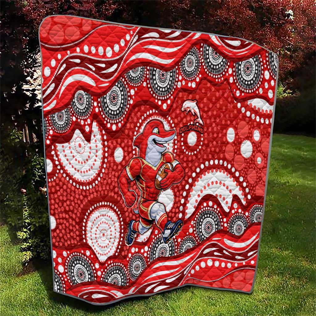 Dolphins Quilt Aboriginal Dot Pattern - Rugby Mascot Heritage Pride