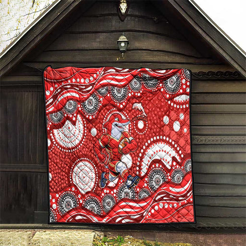 Dolphins Quilt Aboriginal Dot Pattern - Rugby Mascot Heritage Pride
