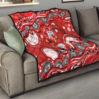 Dolphins Quilt Aboriginal Dot Pattern - Rugby Mascot Heritage Pride