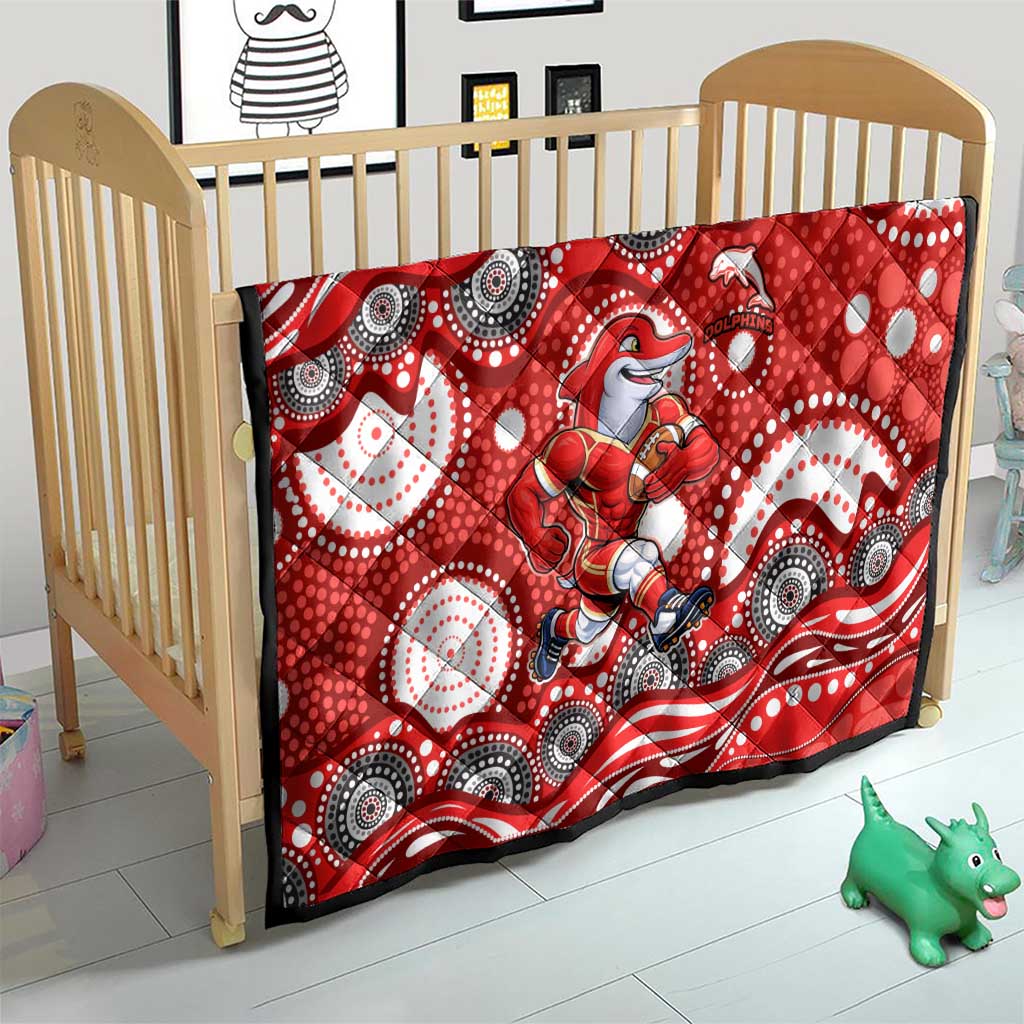 Dolphins Quilt Aboriginal Dot Pattern - Rugby Mascot Heritage Pride