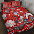 Dolphins Quilt Bed Set Aboriginal Dot Pattern - Rugby Mascot Heritage Pride
