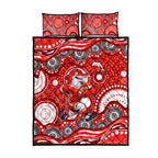 Dolphins Quilt Bed Set Aboriginal Dot Pattern - Rugby Mascot Heritage Pride