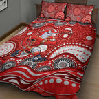 Dolphins Quilt Bed Set Aboriginal Dot Pattern - Rugby Mascot Heritage Pride