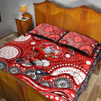 Dolphins Quilt Bed Set Aboriginal Dot Pattern - Rugby Mascot Heritage Pride