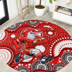 Dolphins Round Carpet Aboriginal Dot Pattern - Rugby Mascot Heritage Pride